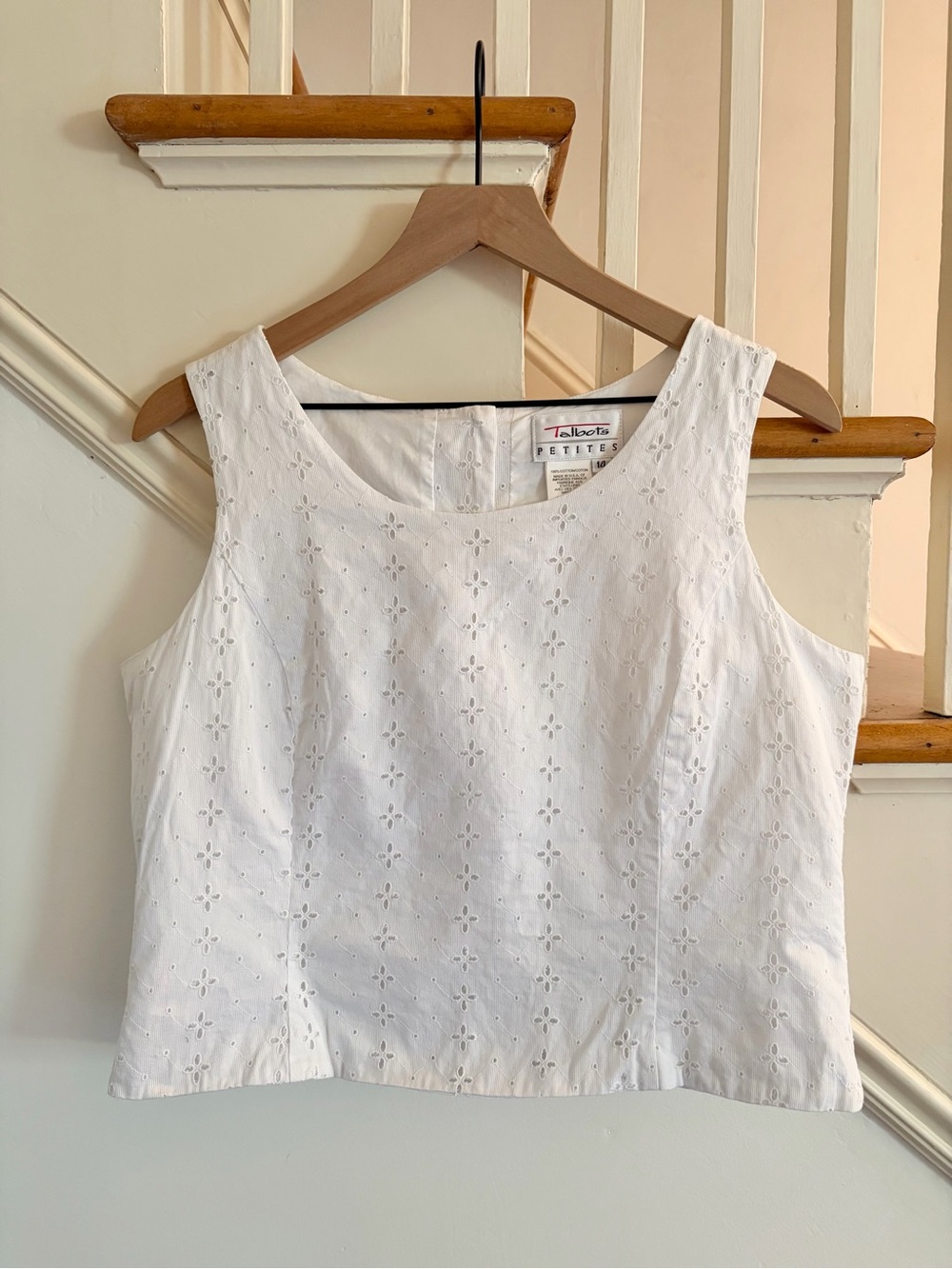 Vintage Talbots Eyelet Cotton Sleeveless Crop Top